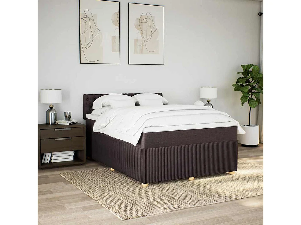Cama com molas/colchão 140x190 cm tecido castanho-escuro