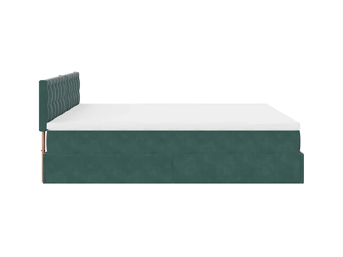 Cadre de lit ottoman avec matelas vert foncé 180x200cm velours