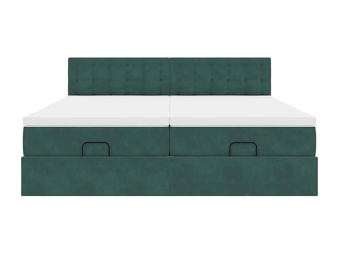 Ottoman-Bett mit Matratzen Dunkelgrün 180x200 cm Samt