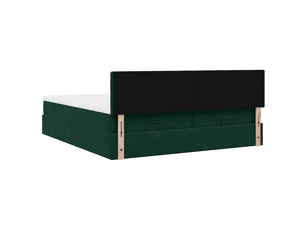Cadre de lit ottoman avec matelas vert foncé 180x200cm velours