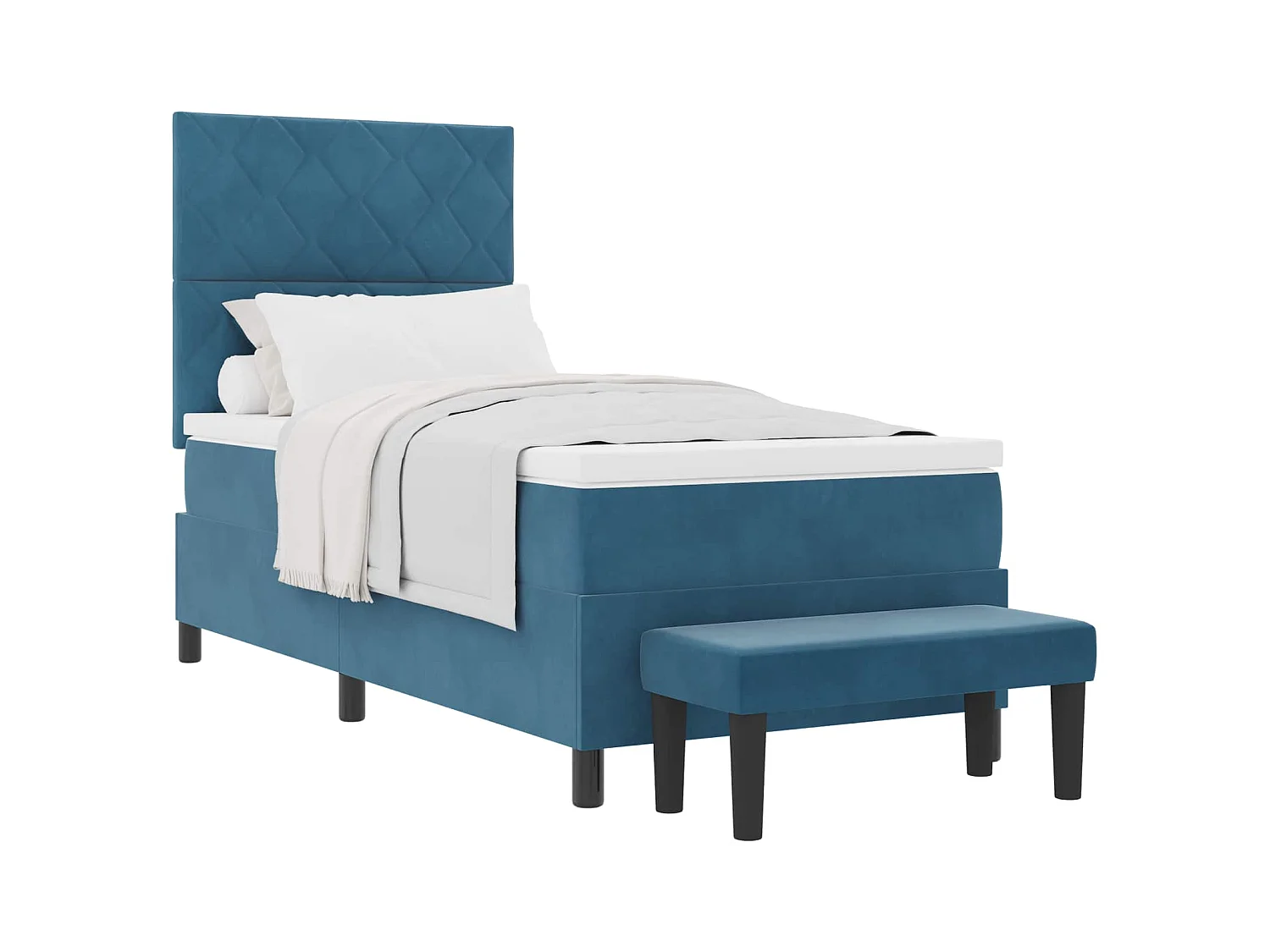Boxspringbett mit Kopfteil Dunkelblau 200 x 90 cm Samt