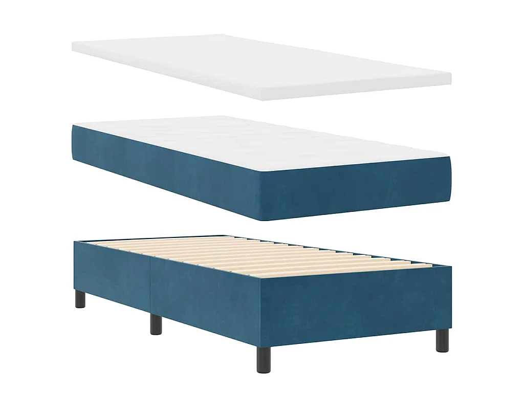 Boxspringbett mit Kopfteil Dunkelblau 200 x 90 cm Samt