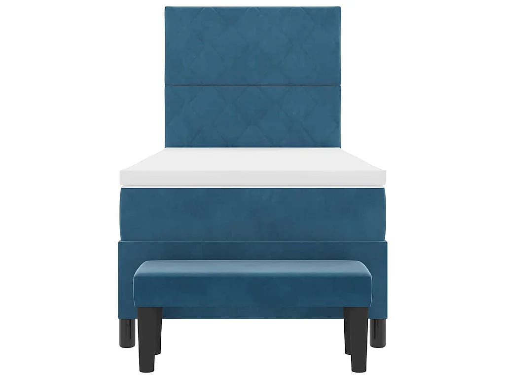 Boxspringbett mit Kopfteil Dunkelblau 200 x 90 cm Samt