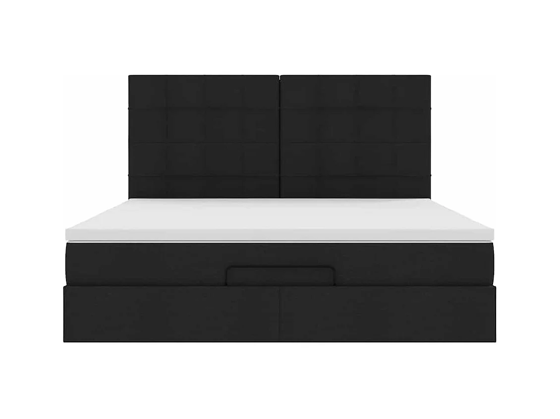 Struttura Letto Pouf con Materasso Nero 180x200 cm in Tessuto