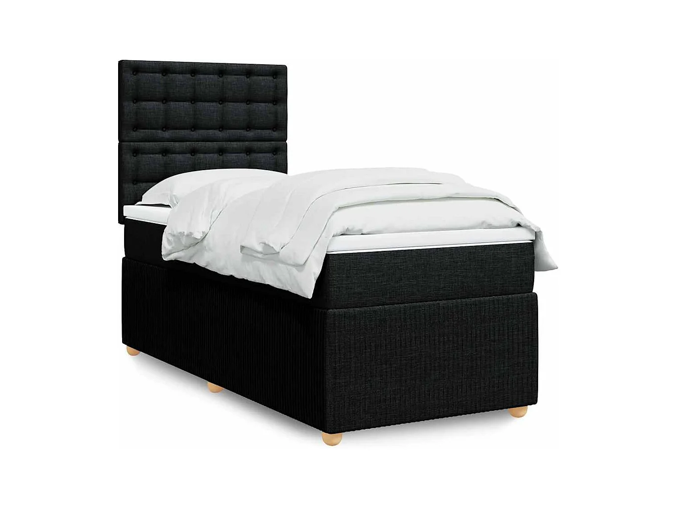 Sommier à lattes de lit avec matelas Noir 90x200 cm Tissu