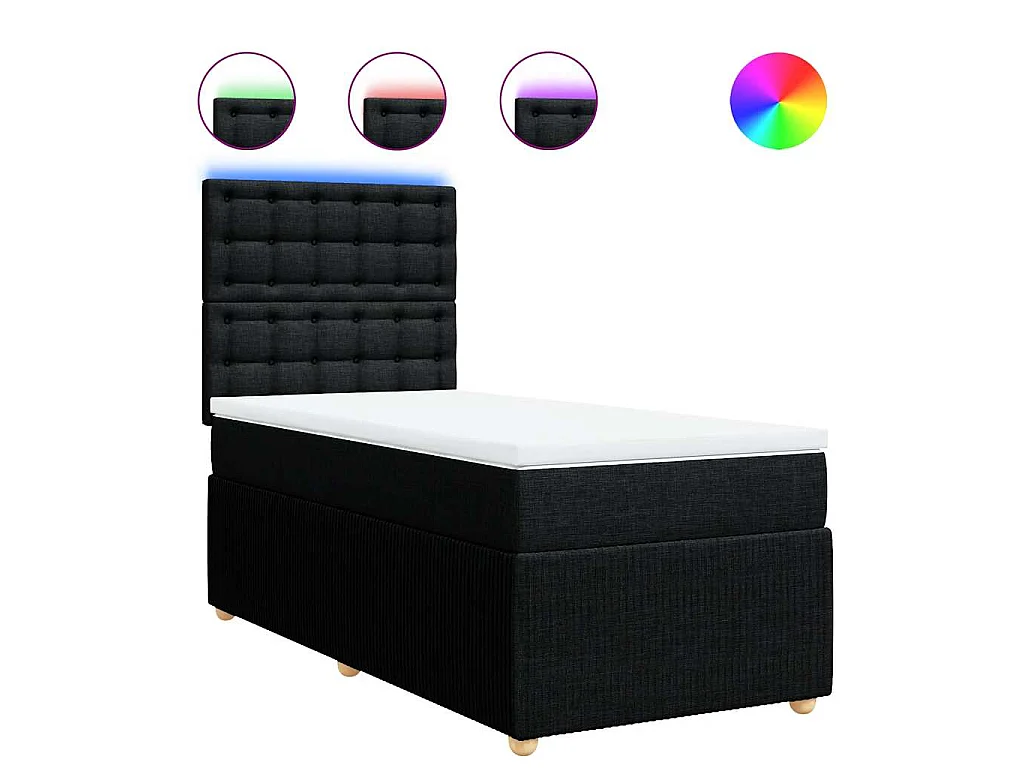 Giroletto a Molle con Materasso Nero 90x200 cm in Tessuto