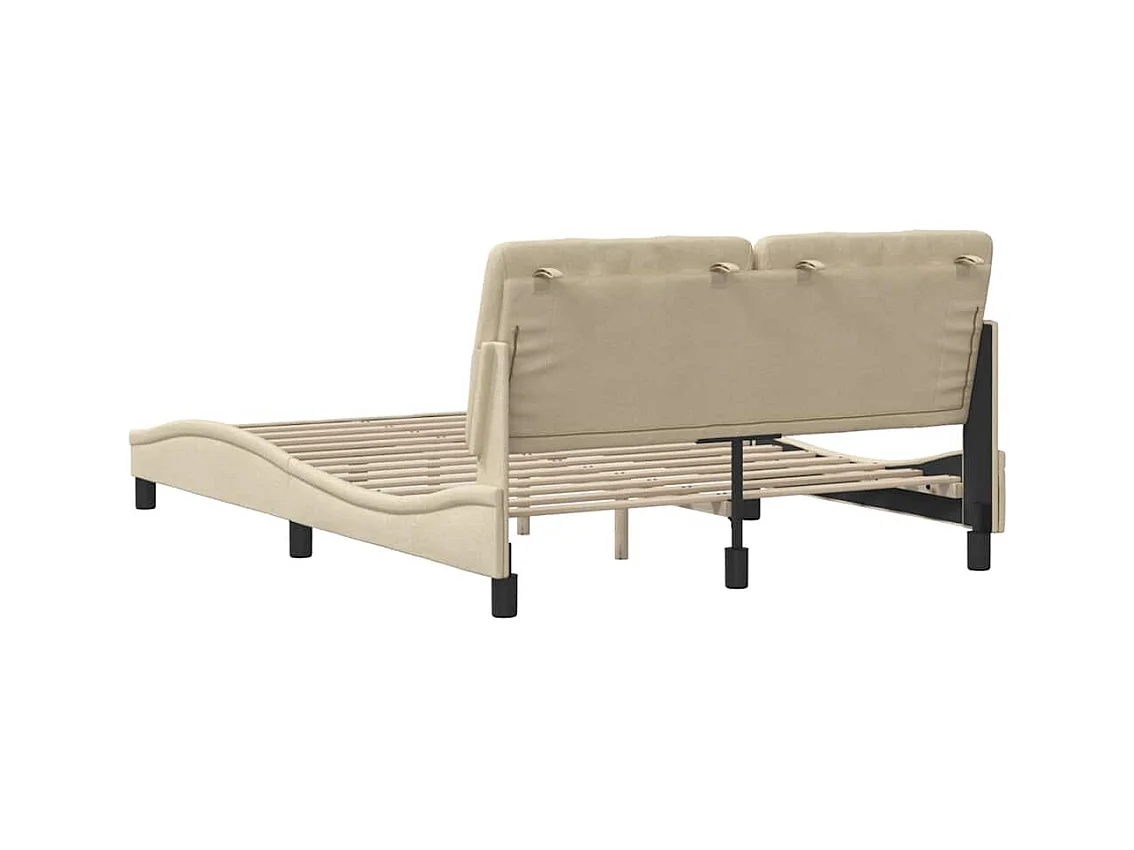 Estrutura de cama sem colchão 140x200 cm tecido cor creme