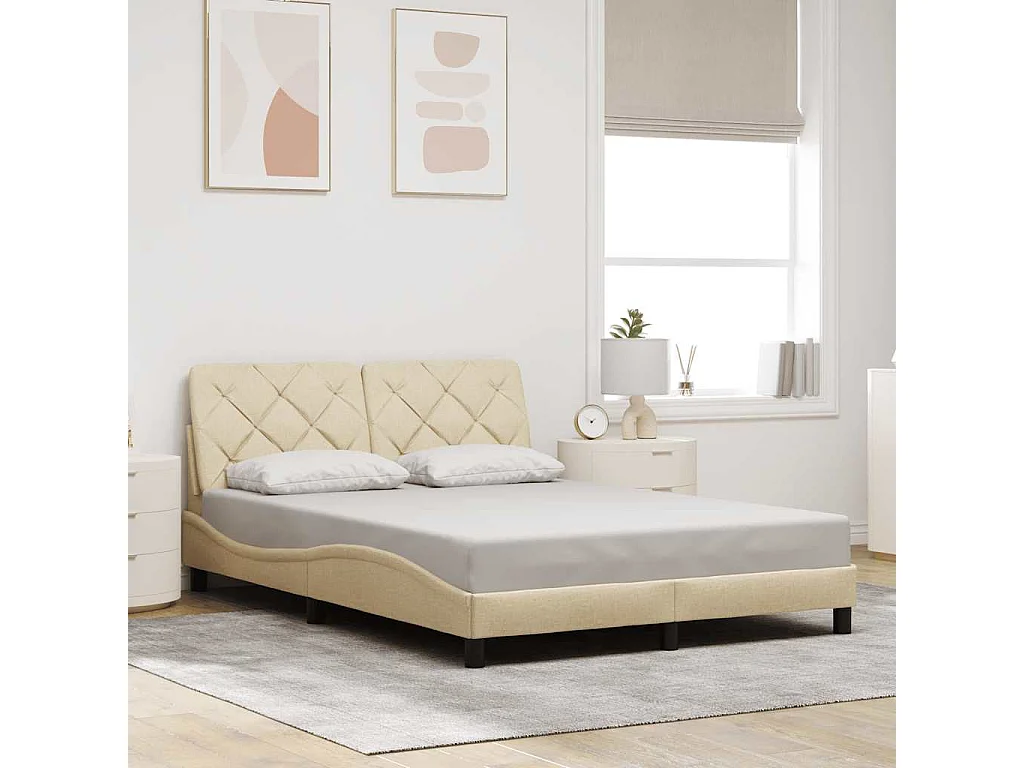Bedframe zonder matras stof crèmekleurig 140x200 cm