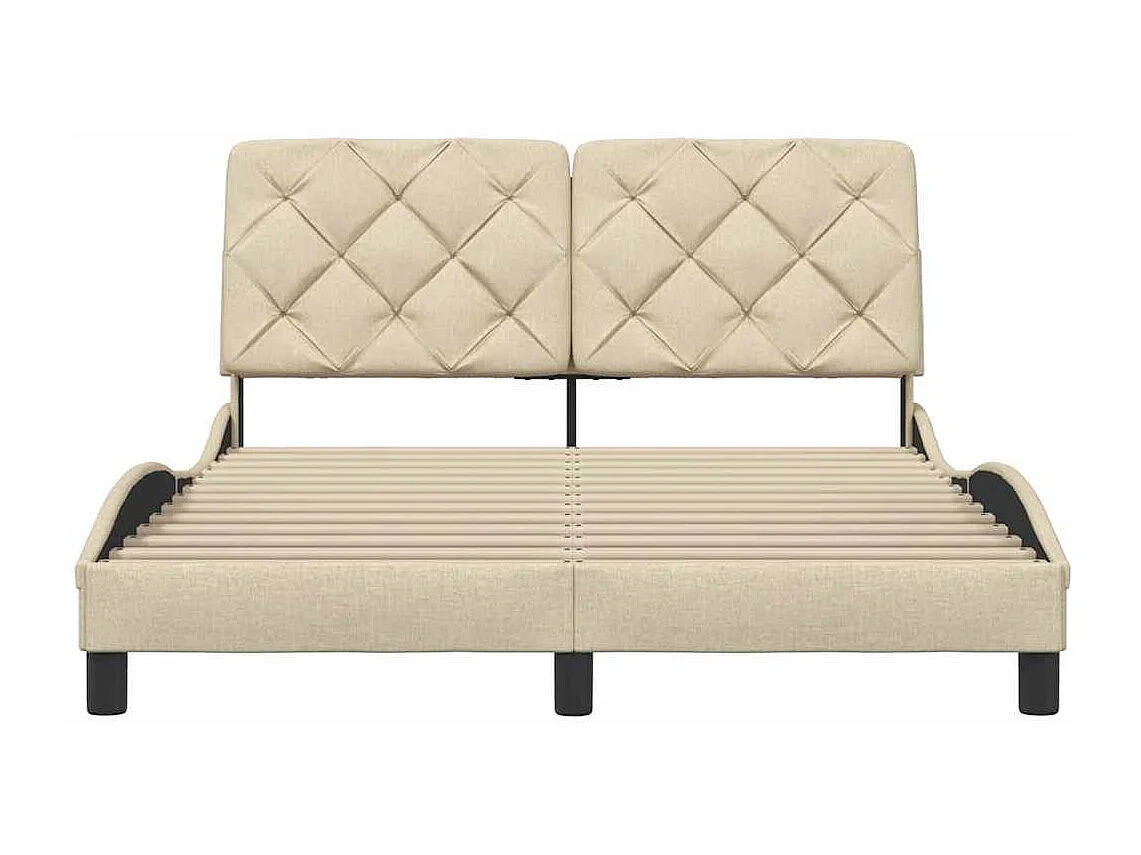 Cadre de lit sans matelas crème 140x200 cm tissu