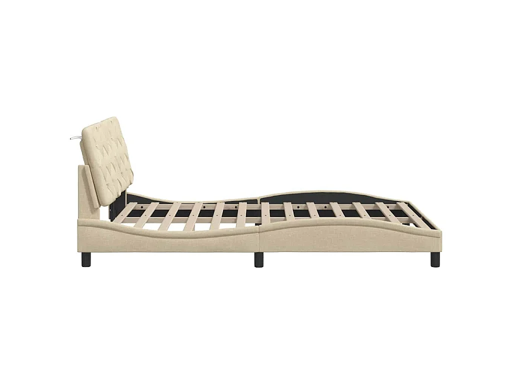 Bedframe zonder matras stof crèmekleurig 140x200 cm