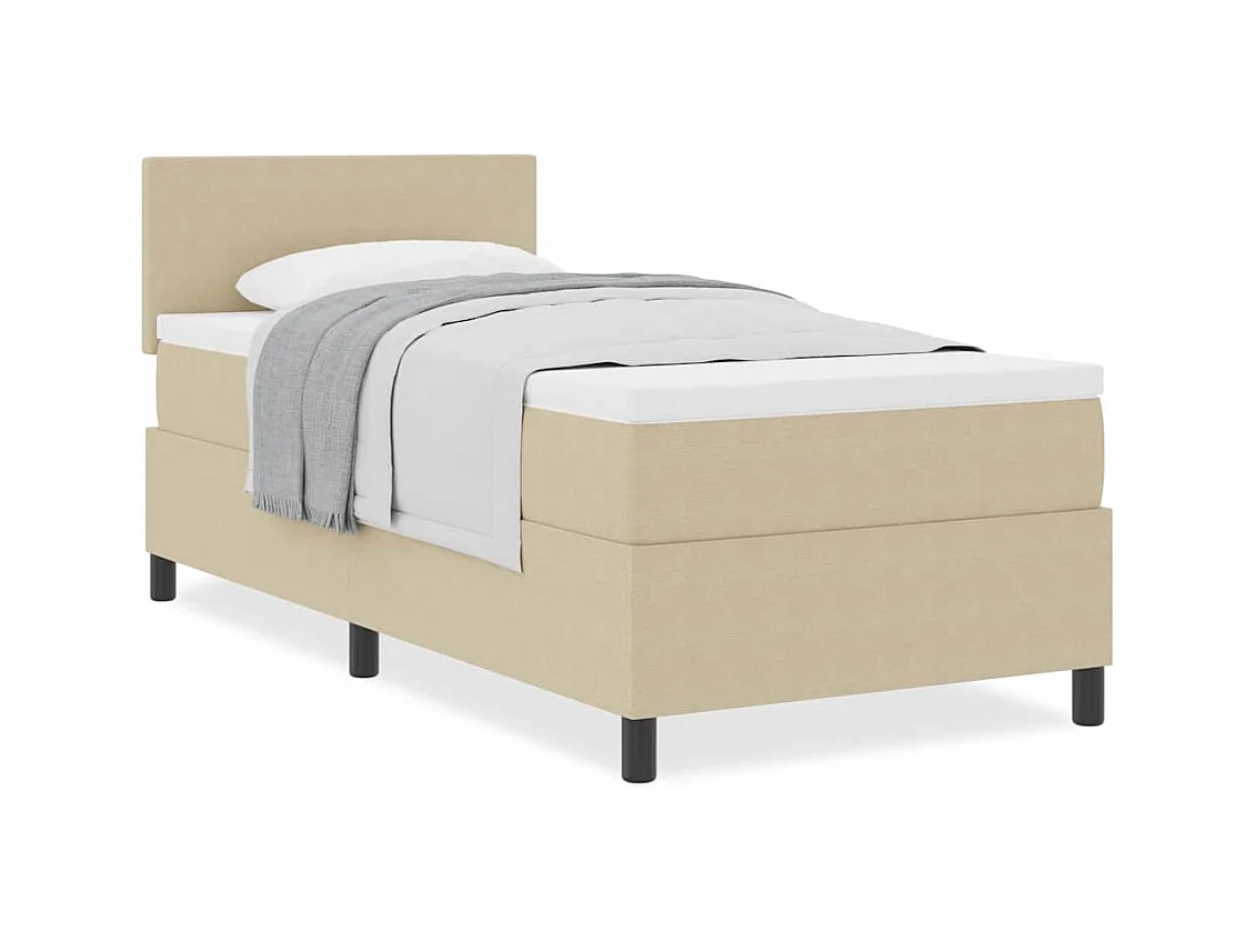 Boxspringbett Hellgrau und Weiß 203 x 90 x 88 cm Cordstoff