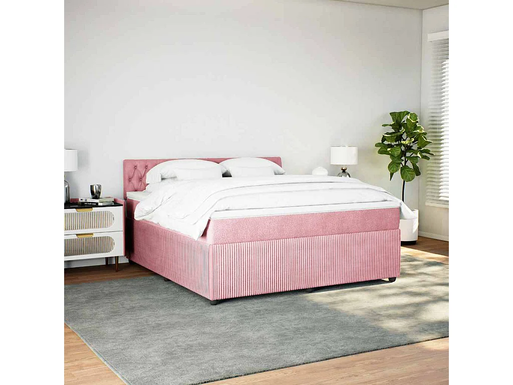 Boxspring met matras fluweel roze 180x200 cm