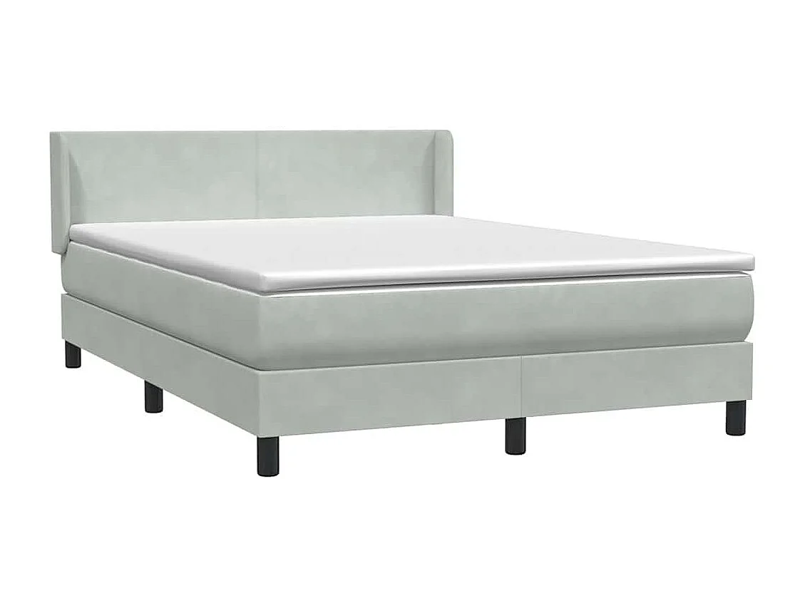 Boxspringbett mit Matratze Hellgrau 160x220 cm Samt