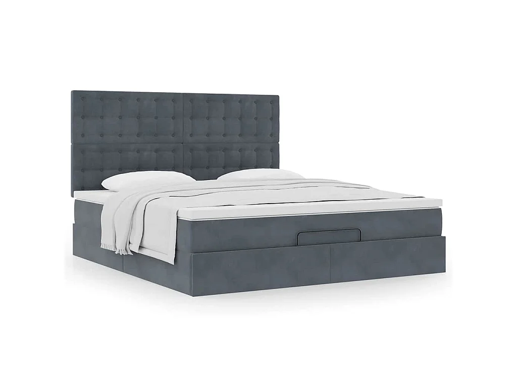 Estrutura cama otomana colchões 160x200 cm cinzento escuro