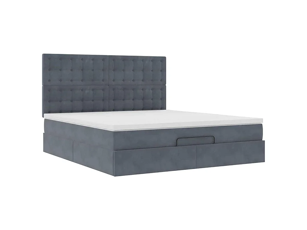 Estrutura cama otomana colchões 160x200 cm cinzento escuro