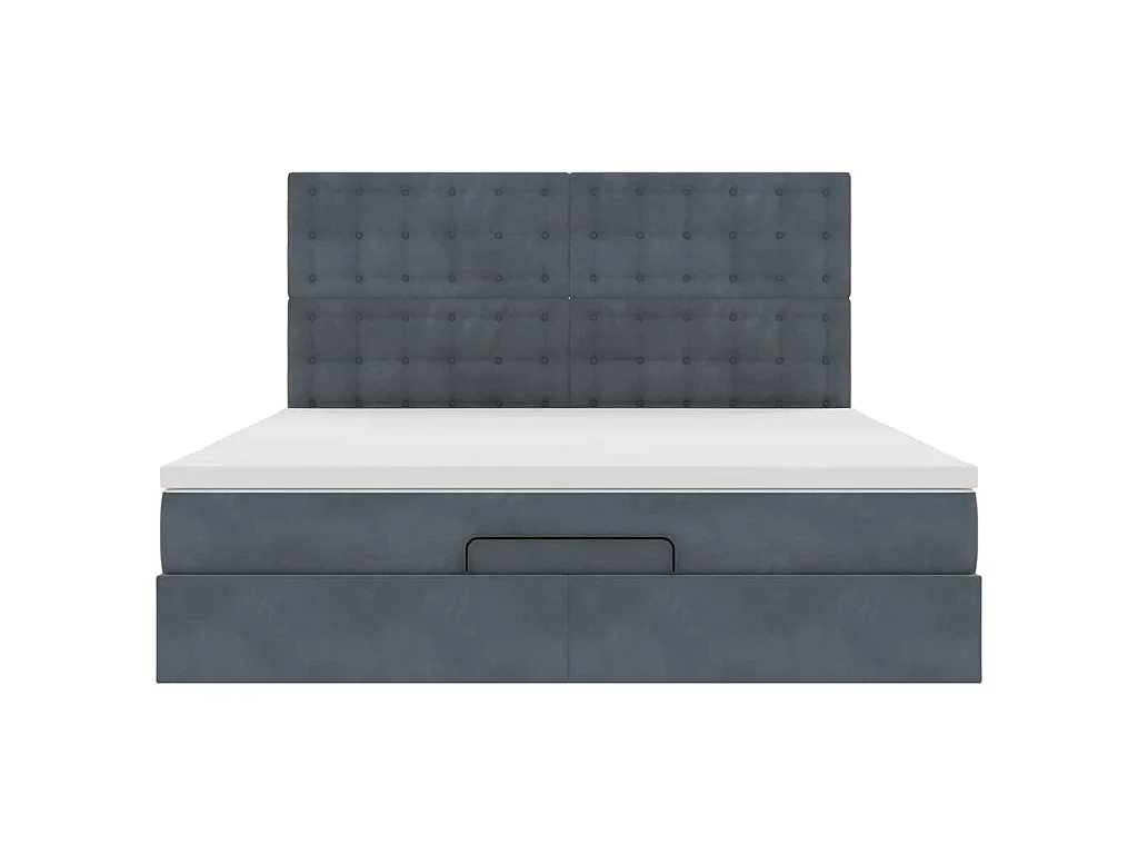 Estrutura cama otomana colchões 160x200 cm cinzento escuro