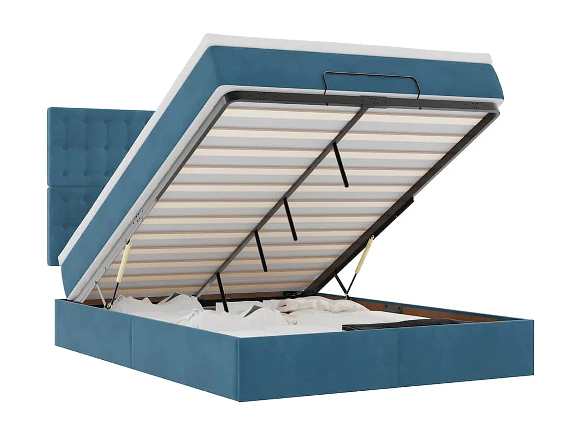 Ottoman bed met matrassen 140x190cm fluweel donkerblauw