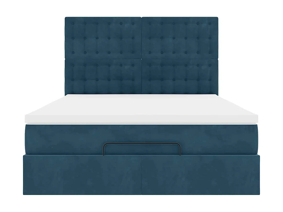 Ottoman-Bett mit Matratzen Dunkelblau 140x190 cm Samt