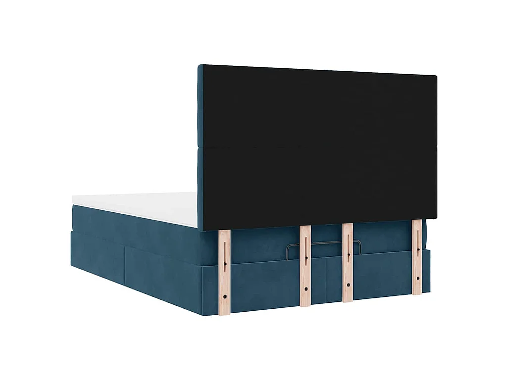 Cadre de lit ottoman avec matelas bleu foncé 140x190 cm velours