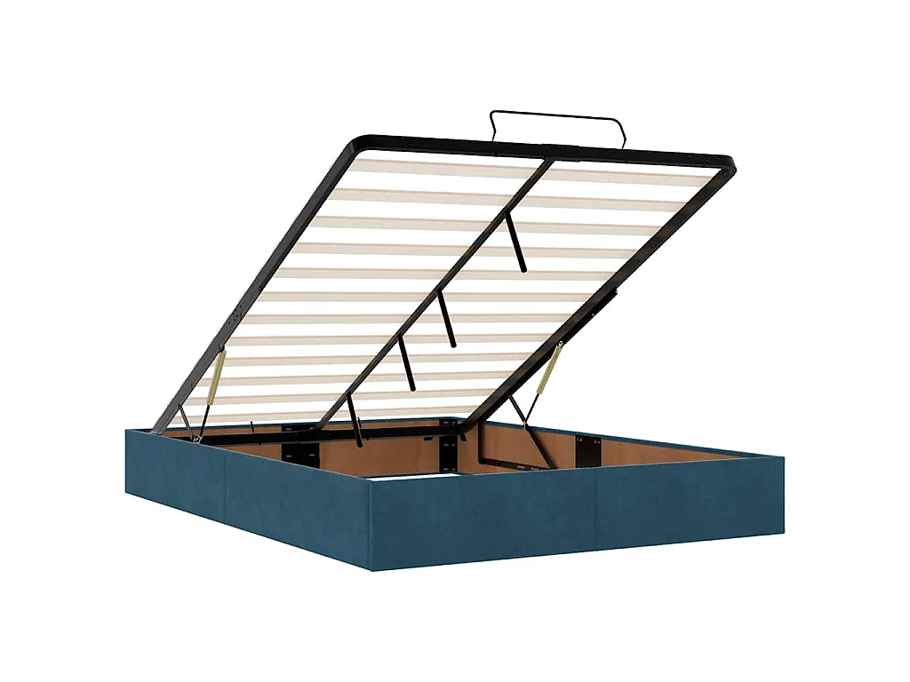 Cadre de lit ottoman avec matelas bleu foncé 140x190 cm velours