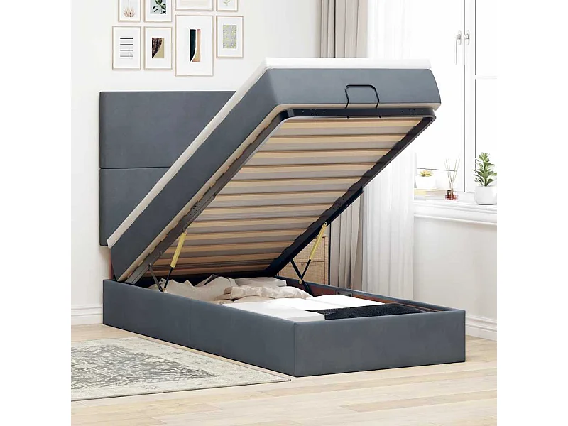 Struttura Letto Pouf con Materassi 100x200 cm Velluto