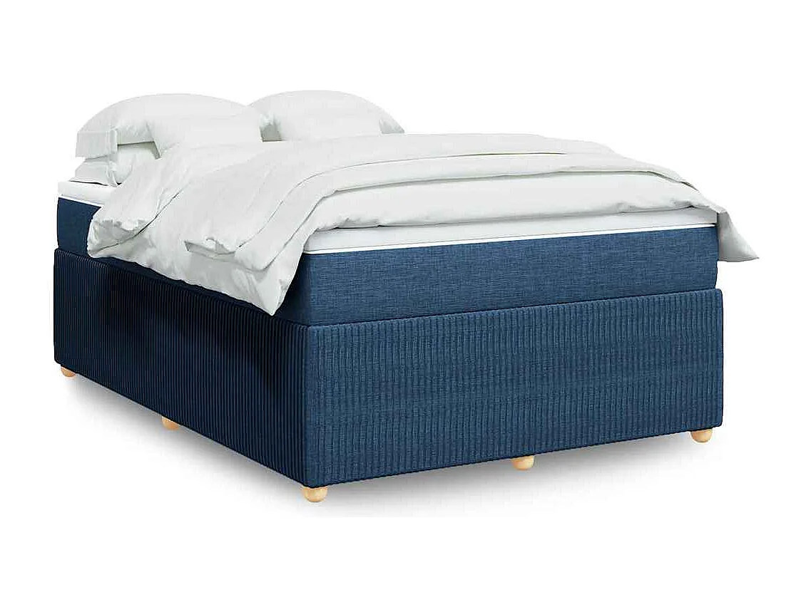 Sommier à lattes de lit avec matelas Bleu 160x200 cm Tissu