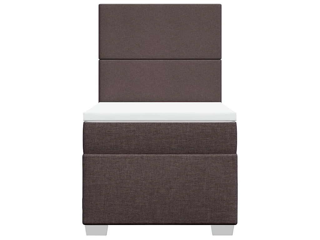 Cama box spring con colchón tela marrón oscuro 90x200 cm