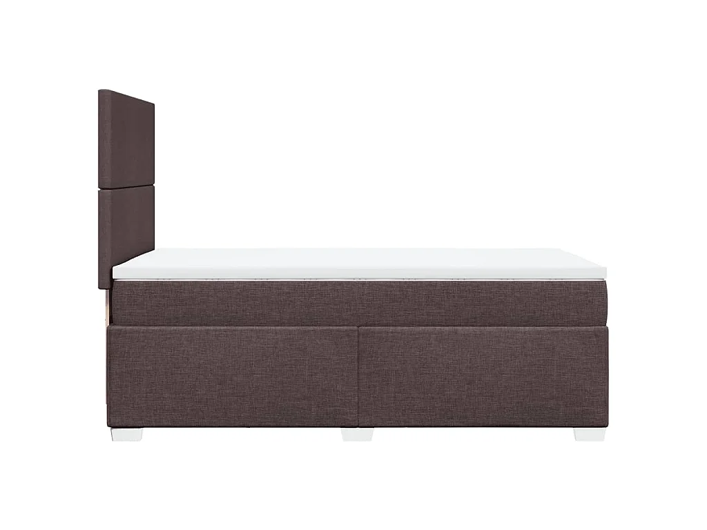 Cama box spring con colchón tela marrón oscuro 90x200 cm