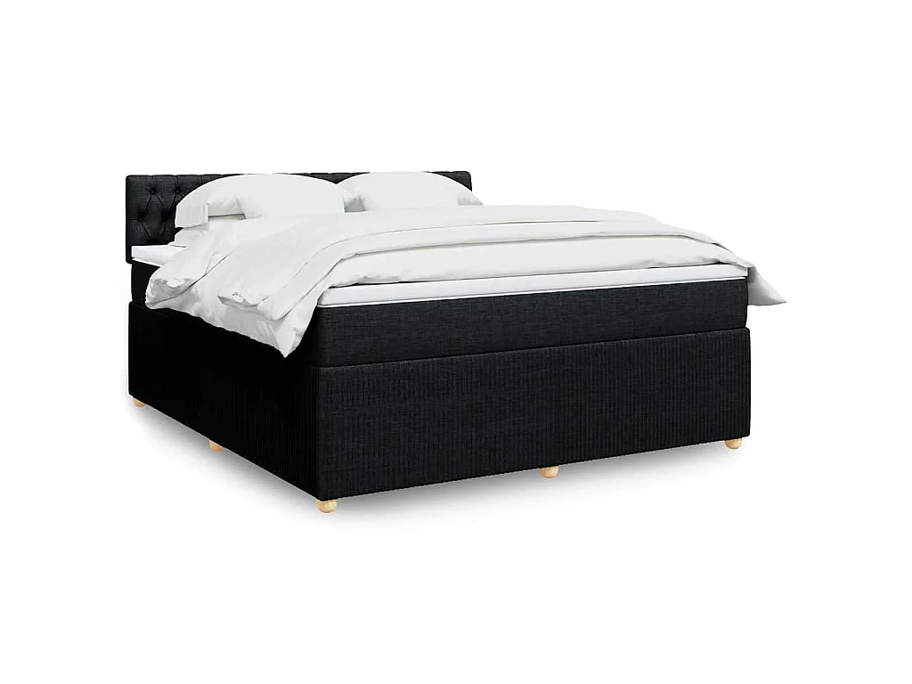 Boxspring met matras stof zwart 180x200 cm