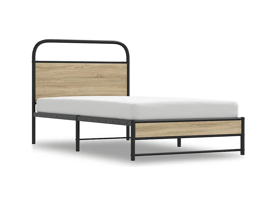 Bettgestell ohne Matratze 90x190 cm Räuchereiche Holzwerkstoff
