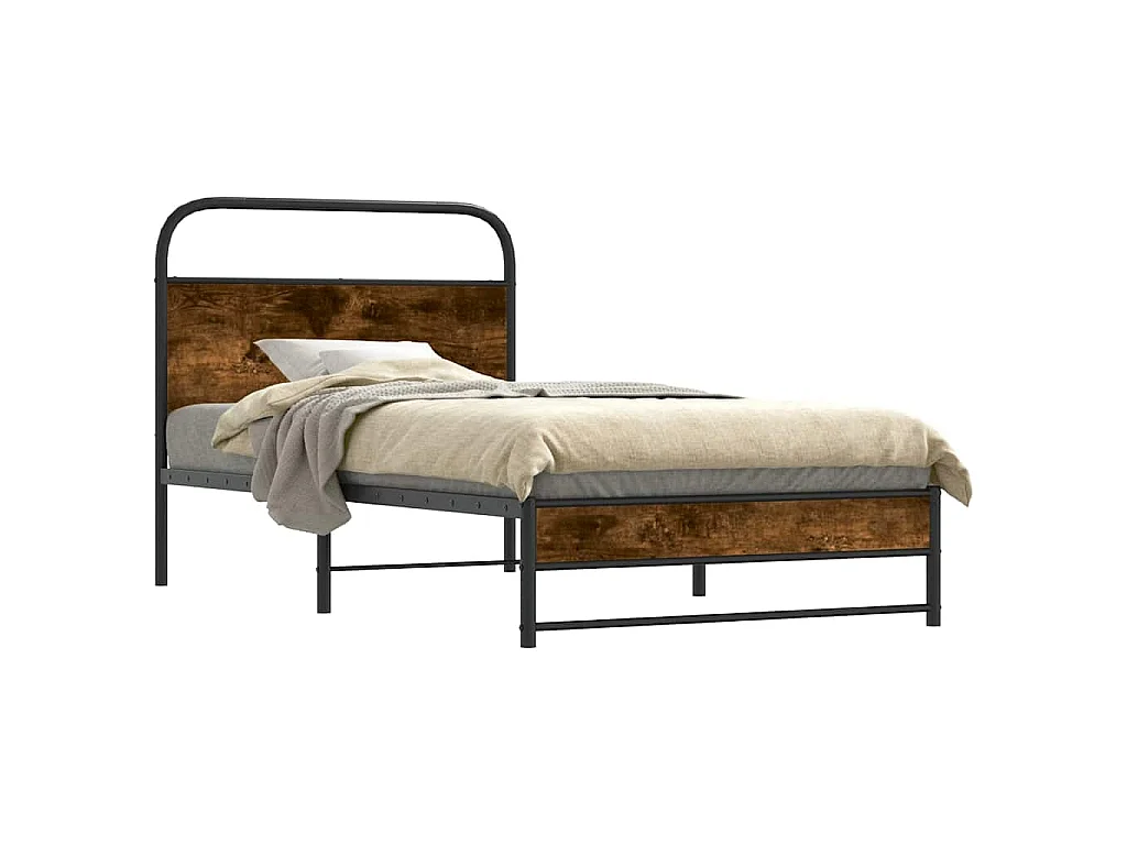 Cadre de lit sans matelas 90x190cm chêne fumé bois d'ingénierie