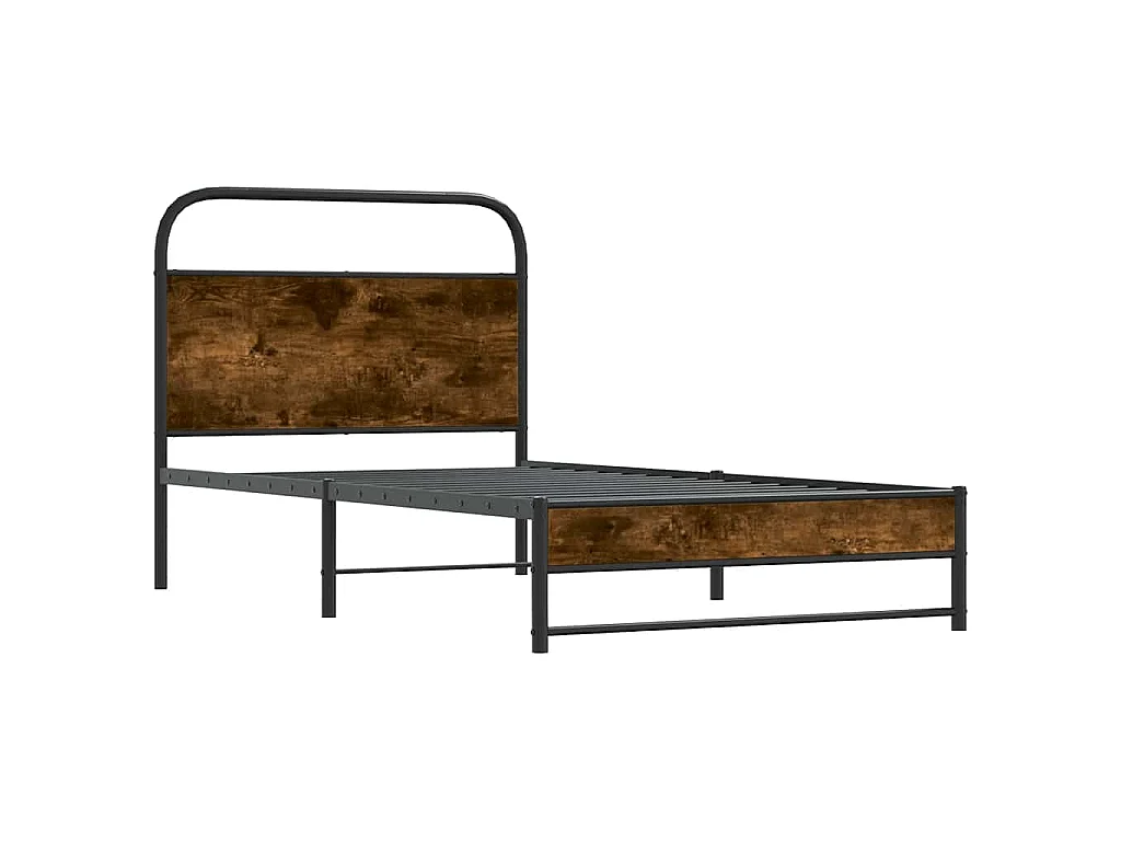 Cadre de lit sans matelas 90x190cm chêne fumé bois d'ingénierie