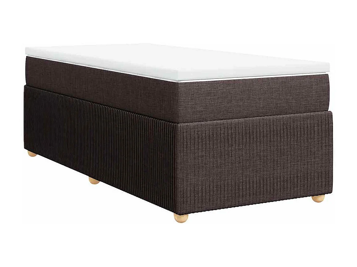 Cama box spring con colchón tela marrón oscuro 90x200 cm