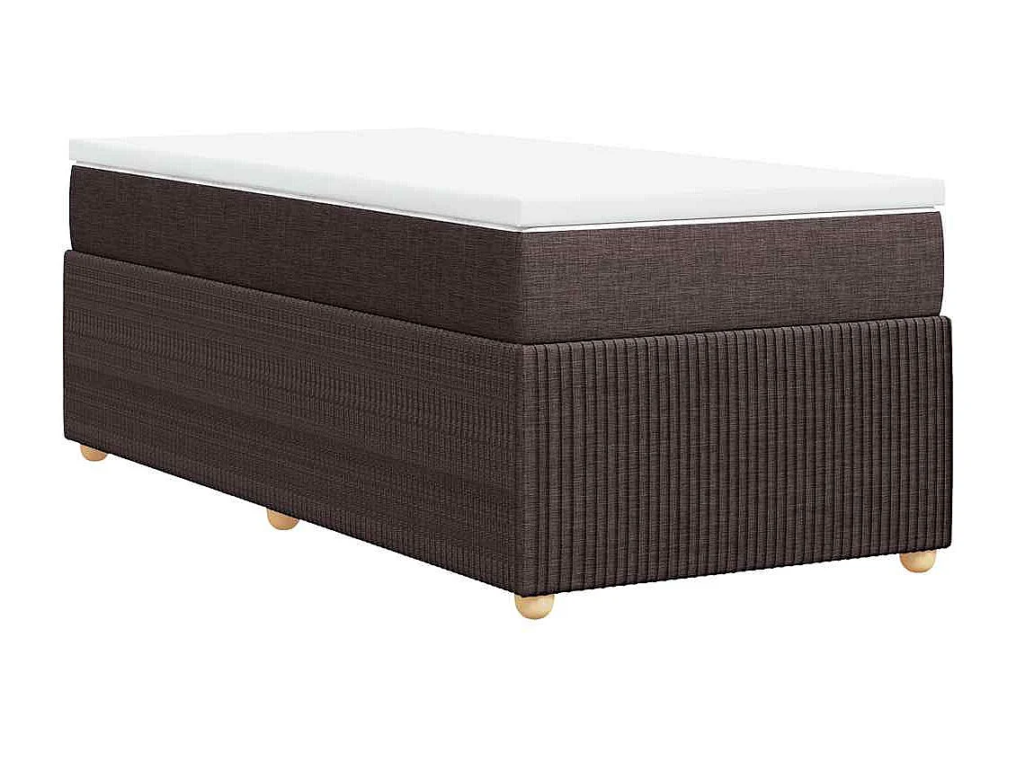 Cama box spring con colchón tela marrón oscuro 90x200 cm