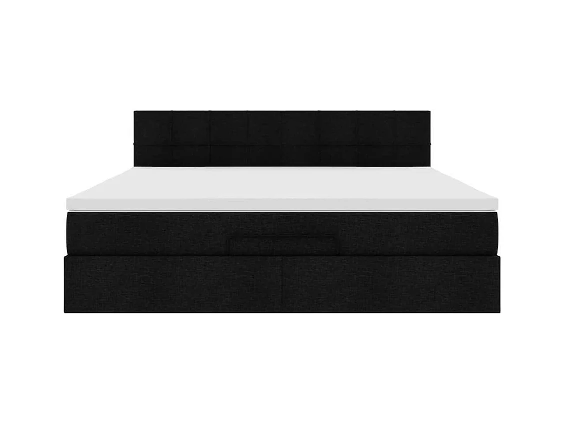 Cadre de lit ottoman avec matelas noir 180x200 cm tissu