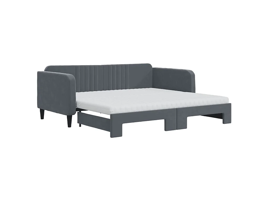 Tagesbett Ausziehbar mit Matratzen Dunkelgrau 90x190 cm Samt