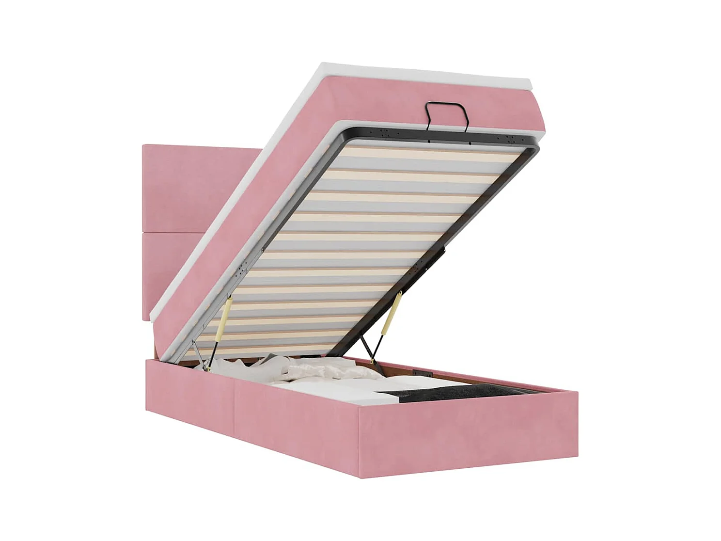 Ottoman-Bett mit Matratzen Rosa 90x200 cm Samt