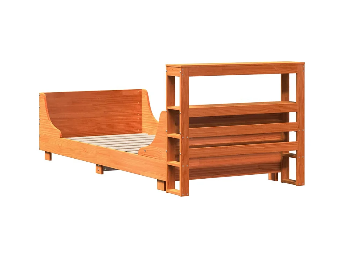 Massivholzbett ohne Matratze Wachsbraun 90x200 Kiefernholz