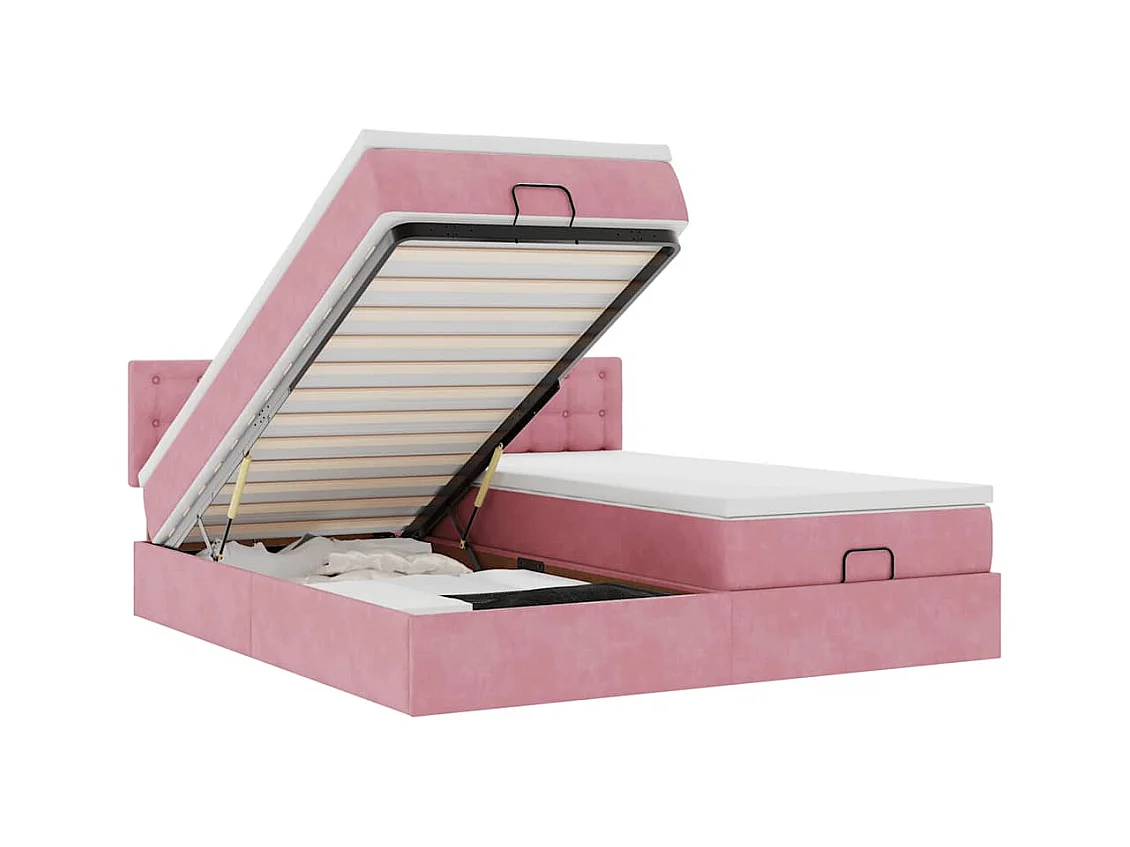 Ottoman-Bett mit Matratzen Rosa 180x200 cm Samt