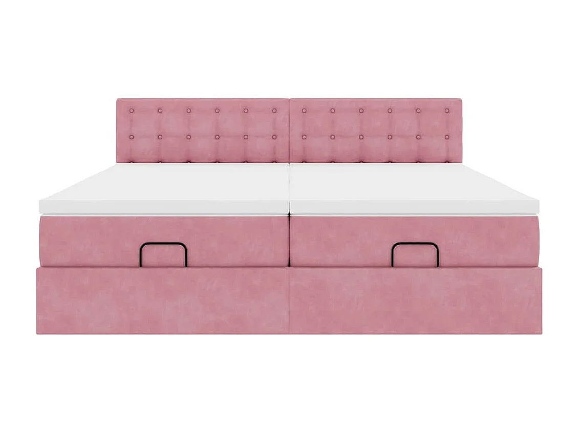 Struttura Letto Pouf con Materassi Rosa 180x200 cm Velluto
