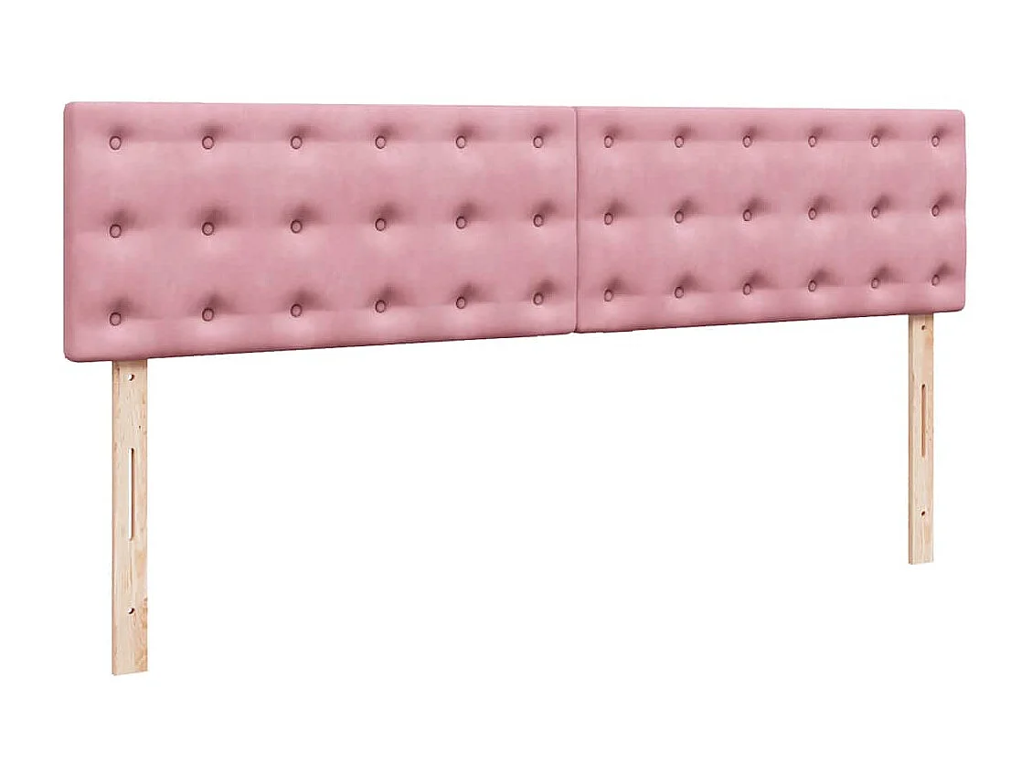 Struttura Letto Pouf con Materassi Rosa 180x200 cm Velluto