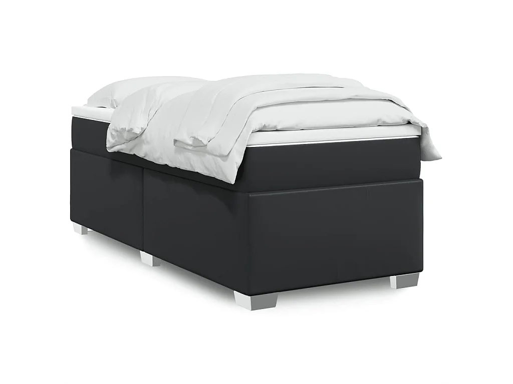Boxspringbett mit Matratze Schwarz 90x200 cm Kunstleder