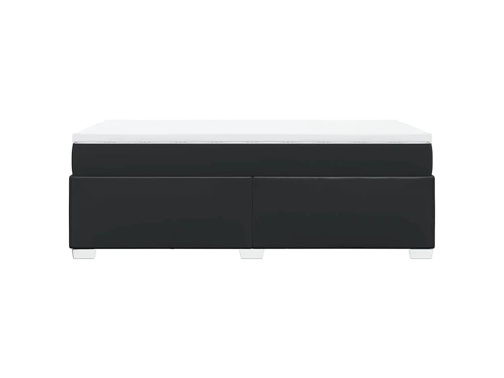 Sommier à lattes de lit avec matelas Noir 90x200 cm Similicuir