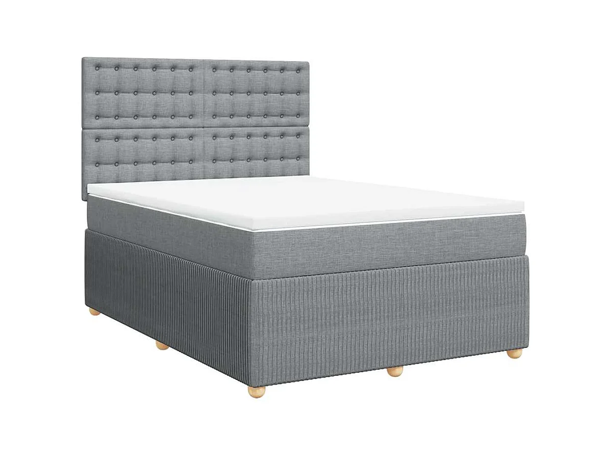 Sommier à lattes de lit avec matelas Gris clair 140x190cm Tissu