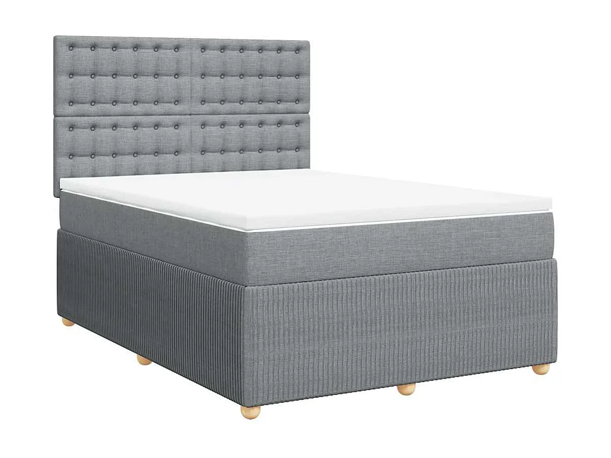 Sommier à lattes de lit avec matelas Gris clair 140x190cm Tissu