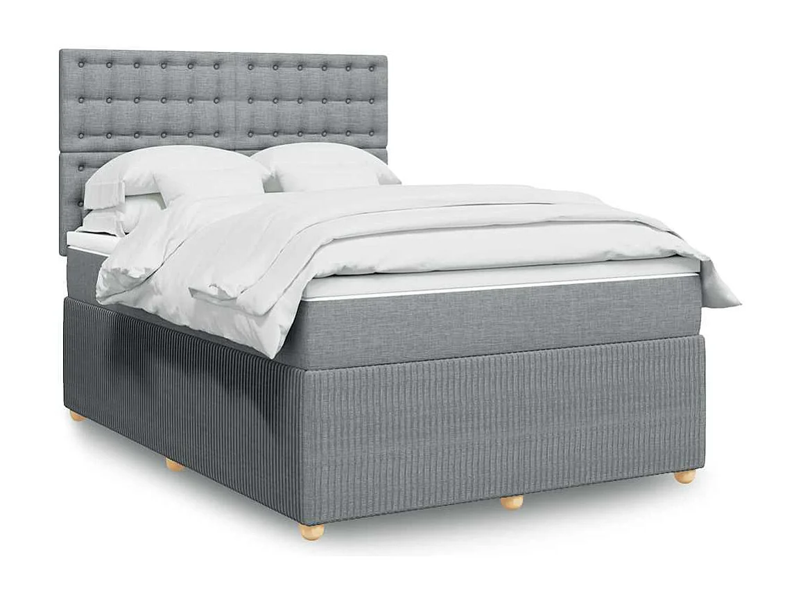 Sommier à lattes de lit avec matelas Gris clair 140x190cm Tissu