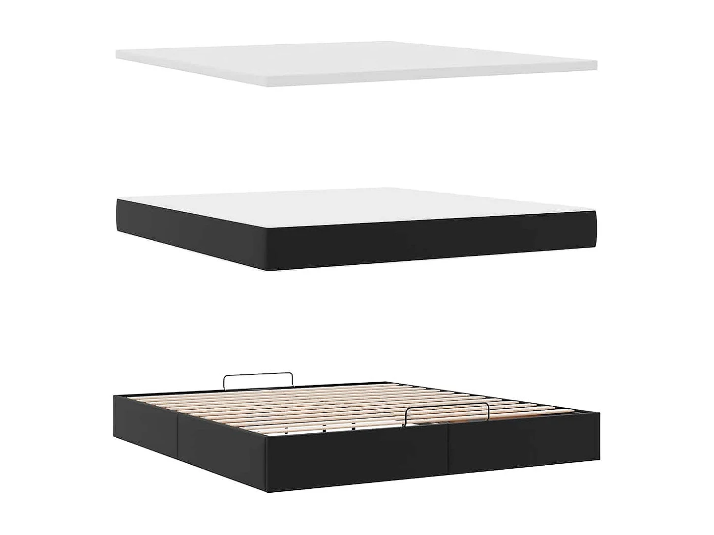 Ottoman bed met matras 180x200cm kunstleer zwart