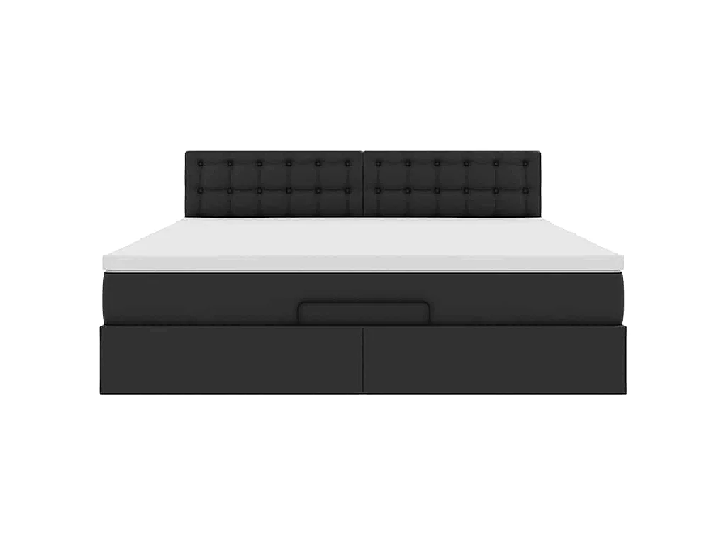 Struttura Letto Pouf con Materasso Nero 180x200 cm Similpelle