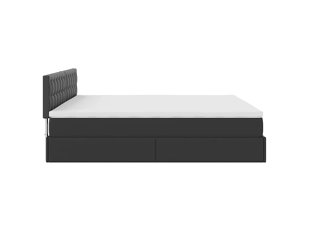 Struttura Letto Pouf con Materasso Nero 180x200 cm Similpelle