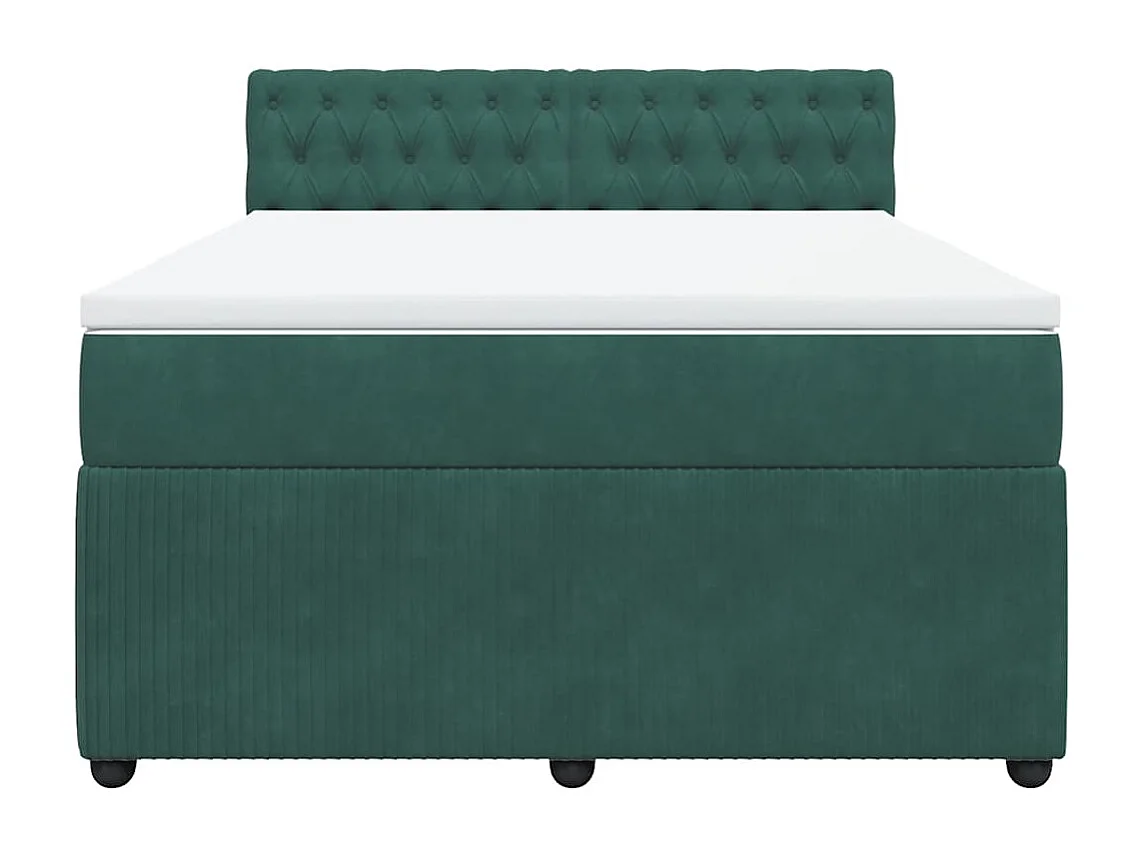 Cama com molas/colchão 140x200 cm veludo verde-escuro